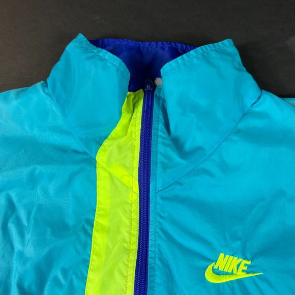 VTG 90s Nike Jacket Adult Extra Large Blue Colorful Half Zip Pullover Windbreak - Picture 8 of 12